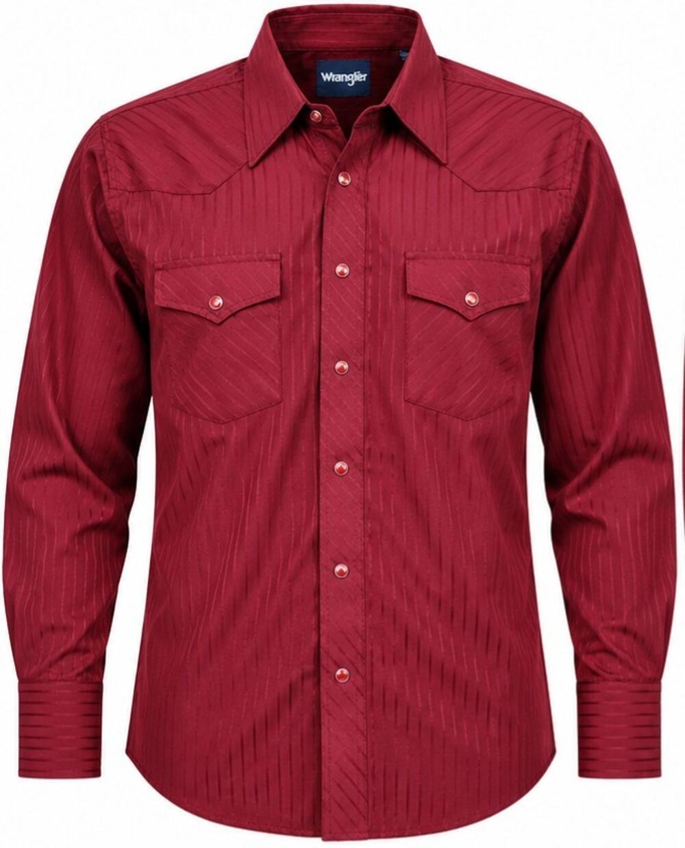Wrangler Men’s XL Western Pearl Snap Shirt Wine Burgundy Dobby Stripe 75740WN